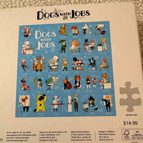 Galison Dogs with Jobs 500 Piece Puzzle - Blue - Picture 3 of 8